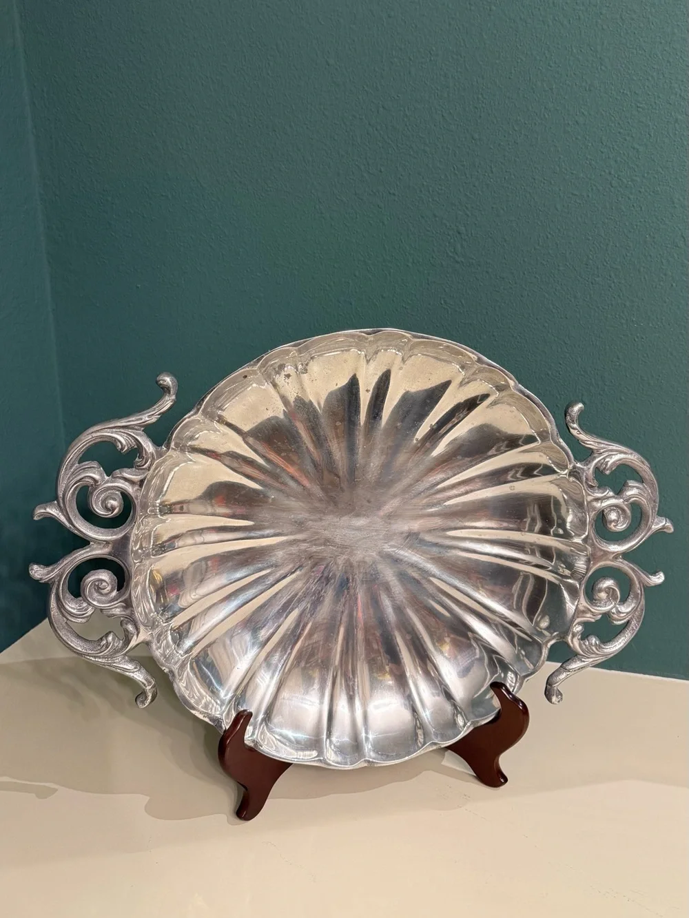 Vintage Vari Diseños Guadalajara Mexico Pewter Serving Platter 20”